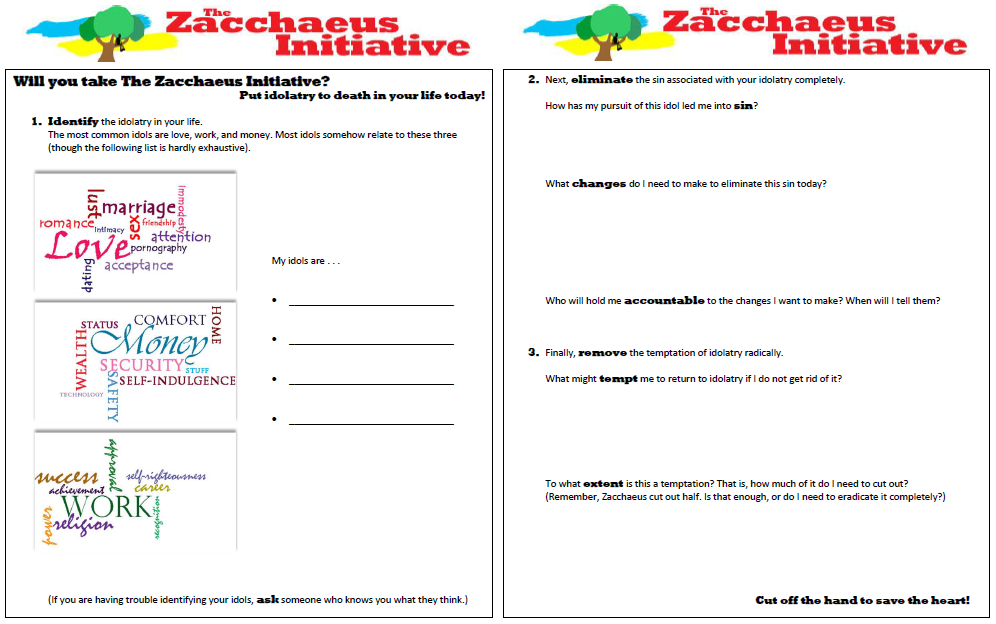 The Zacchaeus Initiative Worksheets